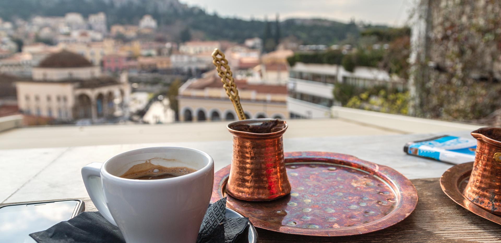 Traditional Greek coffee in the center of Athens, Enattica Main