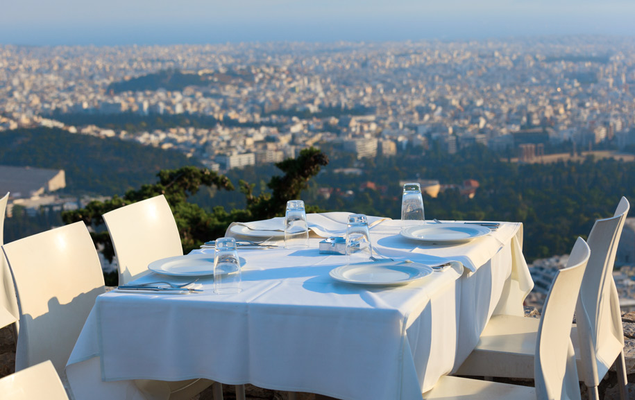 Romantic dinner with Athens city view